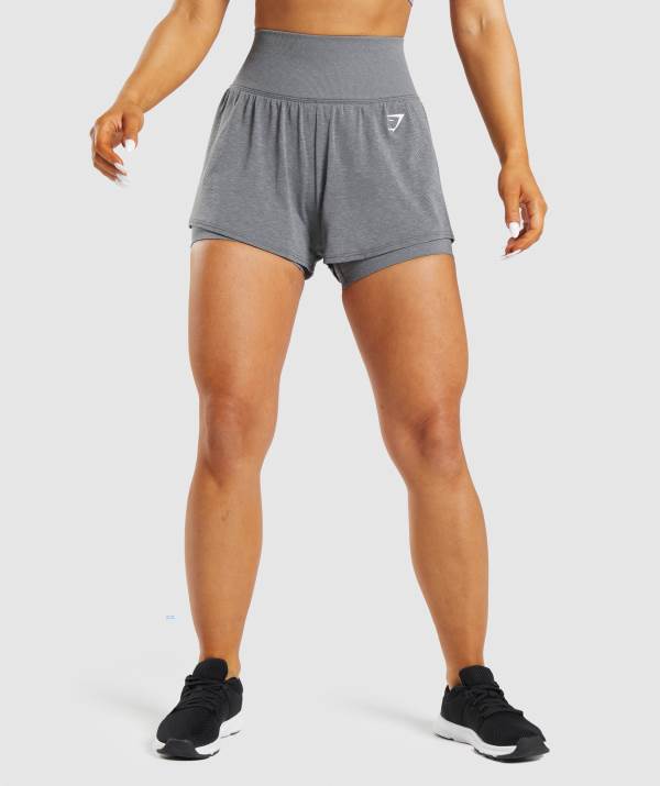 Damske Šortky Gymshark Vital Seamless 2.0 2-in-1 Siva | GQ3675982